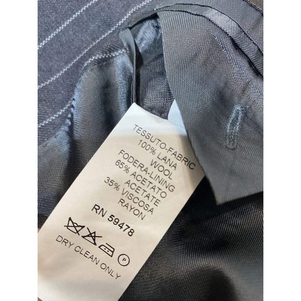 Vintage Angelico Made In Italy Double Breasted Wool Pinstripe Blazer Mens 40R